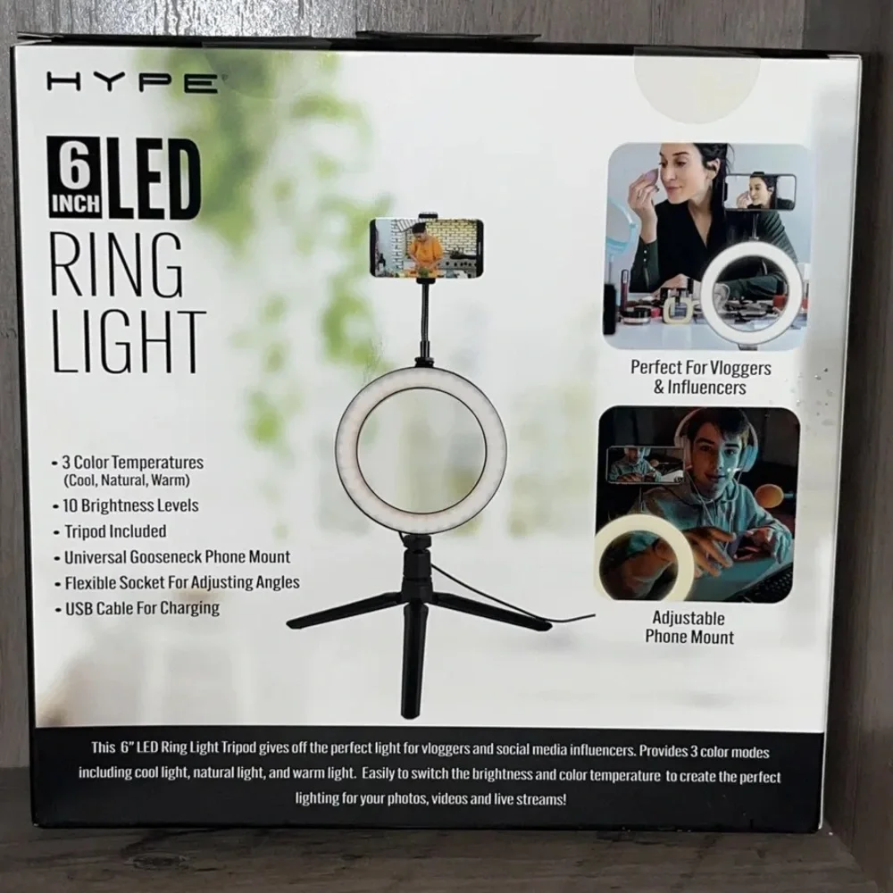 Selfie Video Calls Live Streaming Vlogging LED Ring Light Tripod W/ 10 Levels
